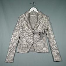 Odd Molly 233 Jacket Cardigan Womens 0 Grey Open Collared Knit Belt Tie Preloved