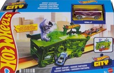 Hot Wheels Ghost Garage Playset City Series Fold-Out Track w/ Car Mattel FJN38