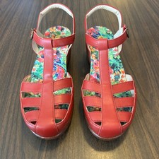 Alegria Red Wedge Sandal Leather EU 41 US 10.5/11  Slip Resistant Comfort Shoes