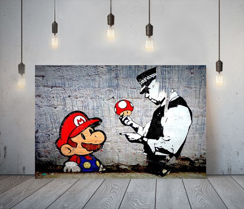 Banksy mario and cop - banksy, -deep