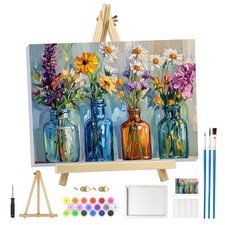 Paint by Numbers for Adults Beginner with Frame, Flowers in Vase Painting by Num