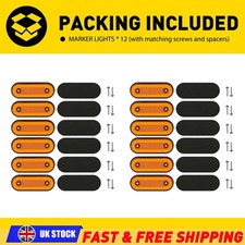 12xSide Marker Light Oval 20 LED Amber Indicator Lamp Orange Lorry Trailer Truck