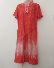 Vintage Norman Linton Dress Size 22 Red short Polyester Dress