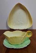 Vintage Carlton Ware Salad Ware Yellow Buttercup Creamer and Foxglove Dish