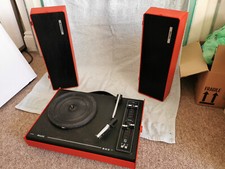 RARE 1970s PHILLIPS PORTABLE RECORD PLAYER TURNTABLE 22GF603/03L RED RETRO