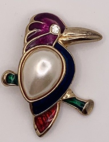 Vintage enamel tropical bird - enamel,