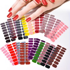 16 Strips Semi Cured Gel Nail Stickers UV Lamp Required Gel Wraps 