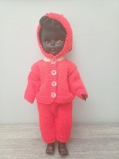 Vintage Doll Made in England In Red Knitted Outfit RODDY Approx 13in