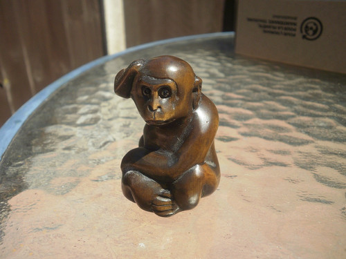 Hand carved wood netsuke - hand,