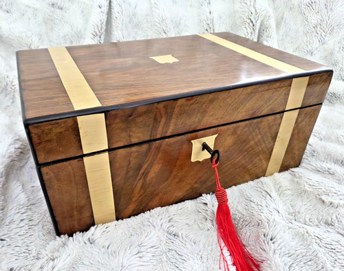Antique brass bound walnut - antique,
