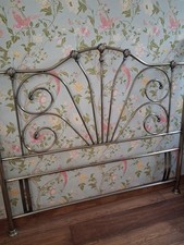 Metal King Size Headboard Antique Gold Finish