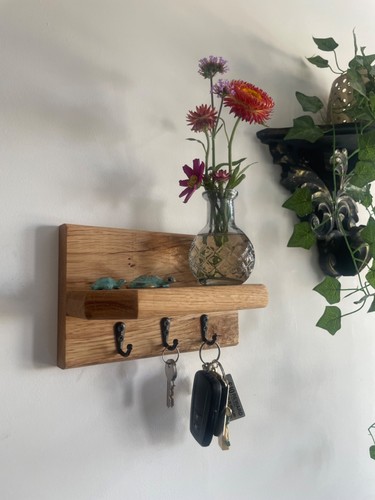 Key holder with shelf - holder, wooden