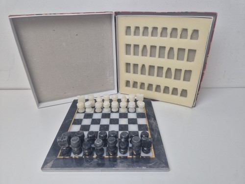 Vintage stone travel chess set - stone,