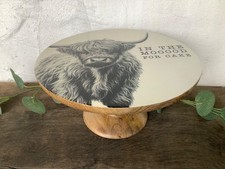 Wooden Cake Stand Highland Cow