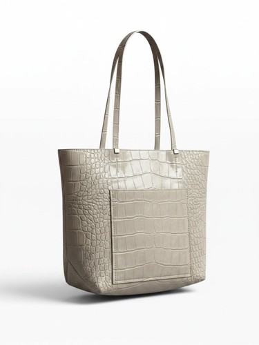 Zara beige croc embossed faux - beige,
