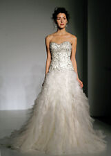 Maggie Sottero Baracelona 12 Wedding Dress Ivory Strapless Ruffles Corset Bling