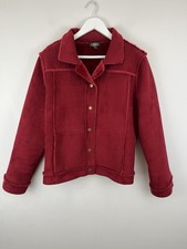 Vintage Laura Ashley Faux Suede Jacket Size XL Red Fleece Lined Retro 90's