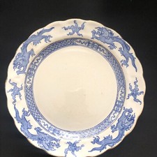 Dinner Plate Dragon Blue Gold Trim by BOOTHS 9.5 inches