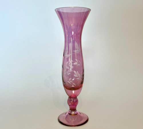 Vintage cranberry glass bud - vintage,