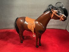 Sindy 1/6 Scale 1970s Vintage Horse  Dark Brown With Saddle Moving Bending Head