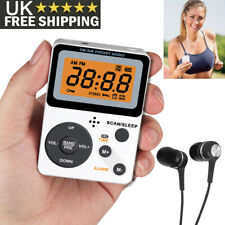 Personal Portable Pocket AM FM Radio Digital LCD Display Player with Earphone UK
