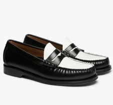 GH Bass Mens Weejuns Larson Penny Loafers UK 7.5 Black & White Leather RRP £195