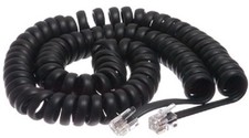 TELEPHONE PHONE CURLY HANDSET LEAD CABLE CORD RJ10 PLUG BLACK 5M