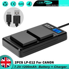 2PCS LP-E12 Battery & Charger For Canon EOS M M2 M10 M50 100D Rebel SL1 SX70 HS