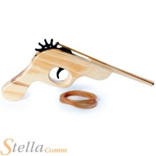 Wooden Rubber Band Gun Launcher Sooting Pistol Hand Gun Retro Toy