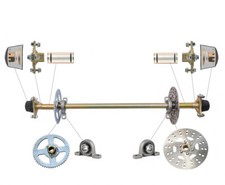 22mm Go Kart Rear Axle kit 740mm w/ Hubs + Brake disc Sprocket Drift Trike Buggy