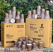 Disposable Printed Single Wall Coffee Cups 8oz and 12oz for Hot Cold Drinks UK