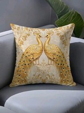 Beautiful Gold Peacock Cushion