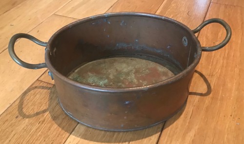 Vintage oval copper planter - oval,