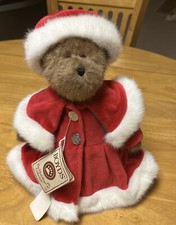 Boyds Bears Olivia Noel 10" Head Bean Red Velvet Coat Hat Christmas w/Tag EUC