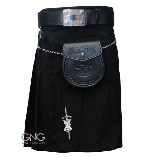 Men black tartan yard - yard, kilt