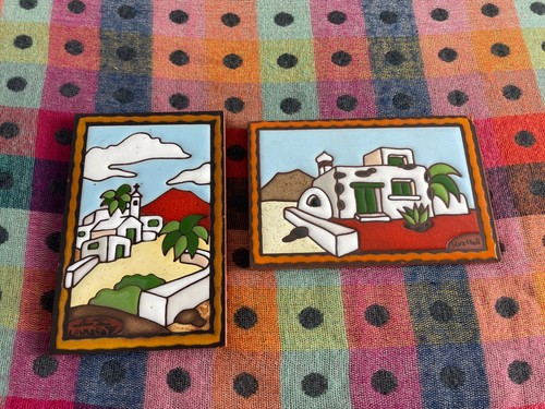 Hand painted ceramic tile - hand,