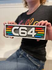 Commodore 64 (C64) 3D printed game console placard, retro sign, multi-color