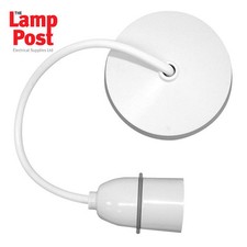 Ceiling Rose White Pendant Set with 6" Flex & 3" Base Lamp Holder Light