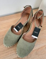 Women Next Forever Comfort Khaki Green Wedges Shoes Bnwt Size UK 7 Wide Fit