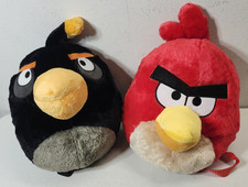 Angry Birds 15" Soft Plush Backpacks Red And Black Kids Bookbags NEW