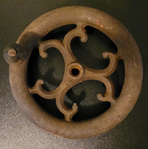 Vintage cast iron pulley - cast,