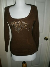 Cowgirl Brown Youth Girls Long Sleeve Brown Top Small  (Q2)
