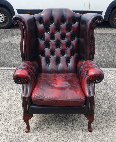 Oxblood leather chesterfield - leather,