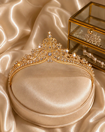 Gold tone crystal rhinestone - crystal,
