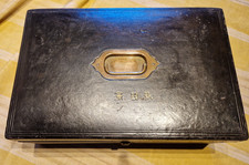 Victorian writing / jewelery box black leather bound
