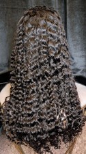 100% 24" Human Hair Water Wave Wig 360 HD Lace Front 180 Density Drawstring Cap
