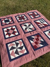 Handmade Quilt 106cmx106cm ‘Red, White & Blue’