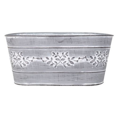 Grey metal leafy vine trough - metal,