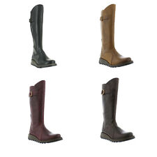 Fly London Mol 2 Womens Ladies Leather Zip Up Knee High Wedge Boots