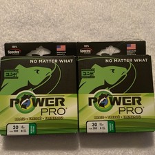 (LOT OF 2) POWER PRO BRAIDED FISHING LINE 30lb. X 300yds MOSS GREEN NIP BRAID